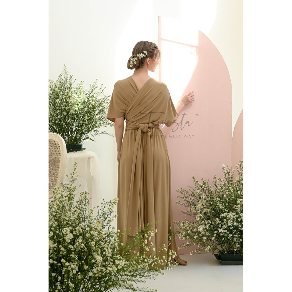 MAXI | TAN | MULTIWAY INFINITY CONVERTIBLE DRESS | FREE KEMBEN &amp; SPECIAL LONG SCRAFT