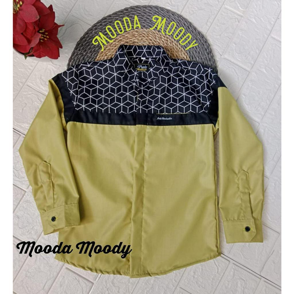 Mooda Moody - Kemeja Koko Anak Warna Hijau Lime Kemko Anak Warna Lemon