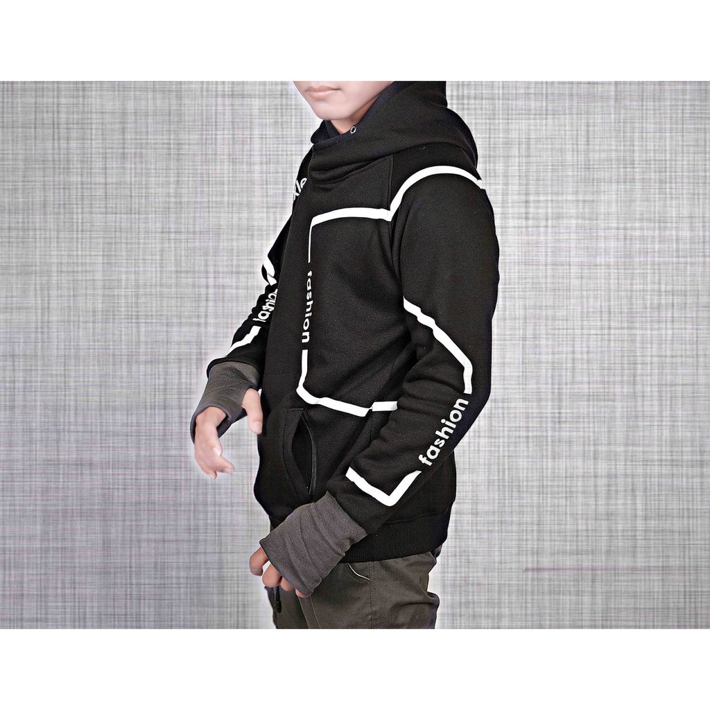 EXCLUSIVE Japan/korean style ( SWEATER BLACK UNITY HOODIE FINGERLESS )