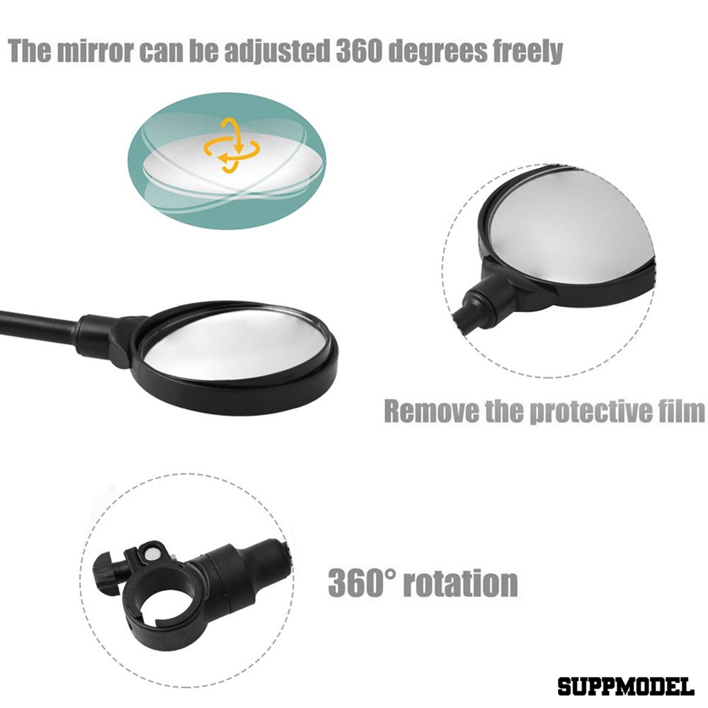 Spm 2pcs Kaca Spion Multifungsi Adjustable Untuk Stang Sepeda Gunung