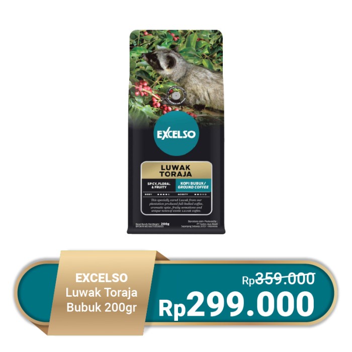 

Excelso Kopi Luwak Toraja Bubuk 200G