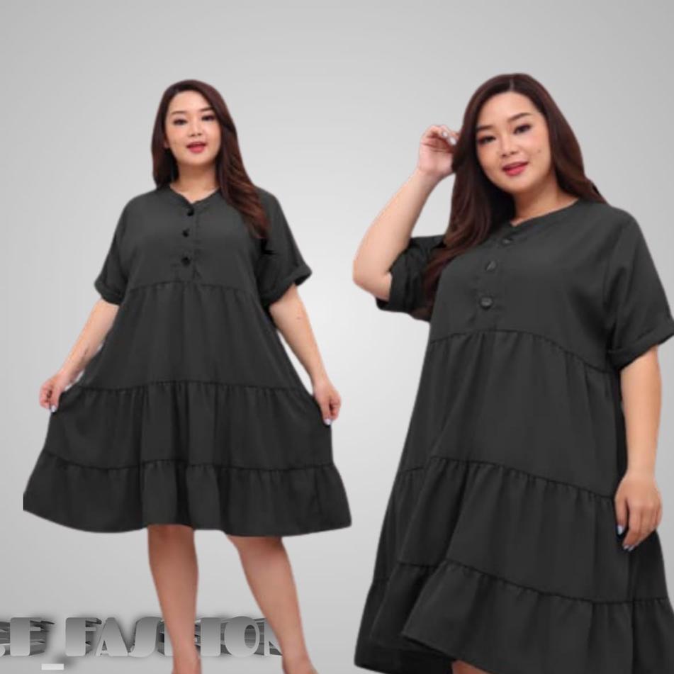 JUNE DRESS MAXI JUMBO REMPEL SUSUN BUMIL BUSUI FRIENDLY 3XL LD 120 POLOS Dress jumbo ld 120 baju ham