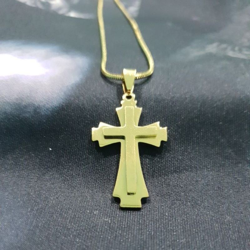 KALUNG TITANIUM SALIB PERSEGI KECIL