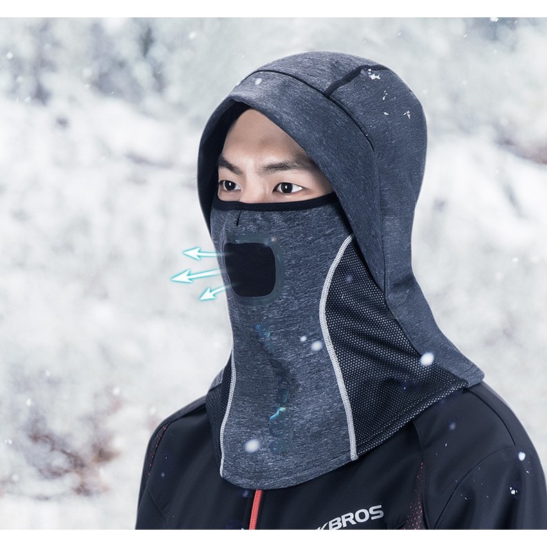 ROCKBROS Masker Motor Sepeda Full Face Ala Ninja Cycling Cap Thermal Warm - Black
