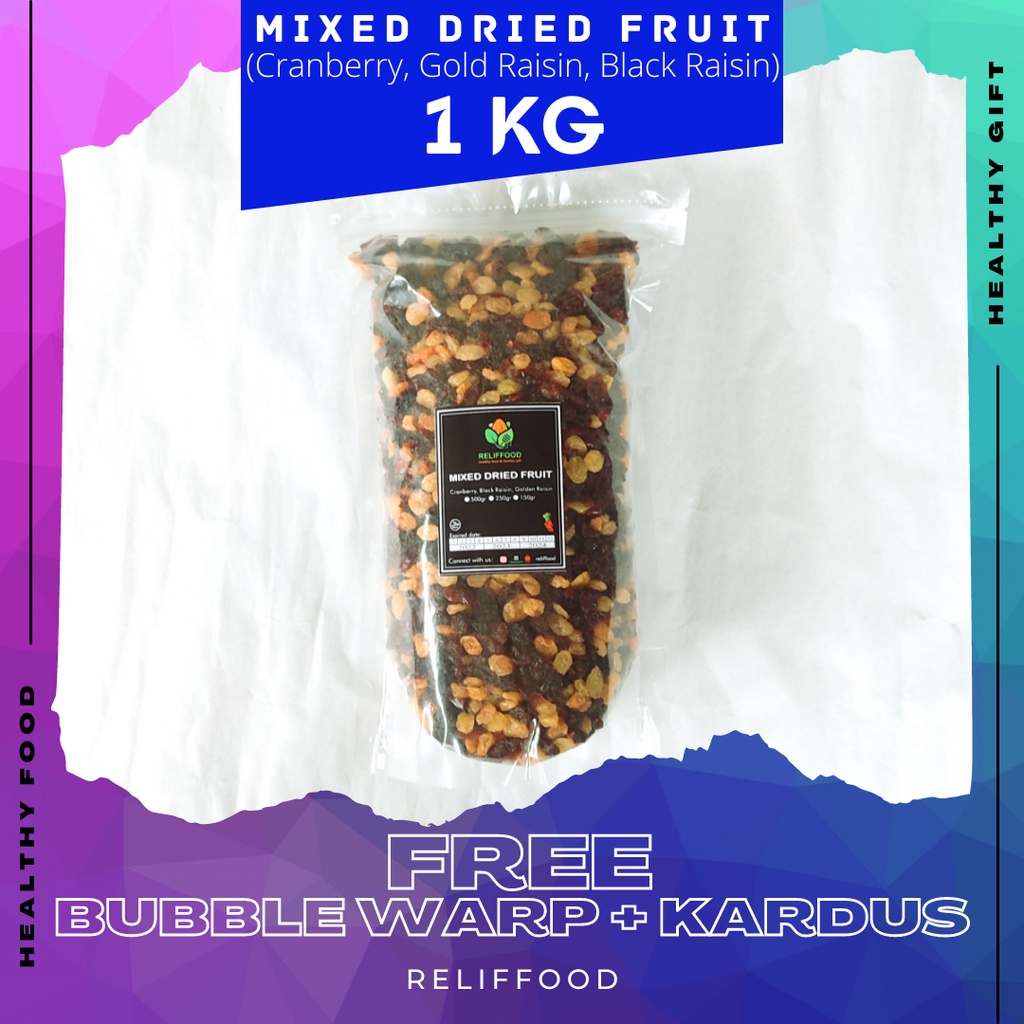 MIX RAISIN 1 KG (Cranberry, Black Raisin, Golden Raisin) BUAH KERING CAMPUR