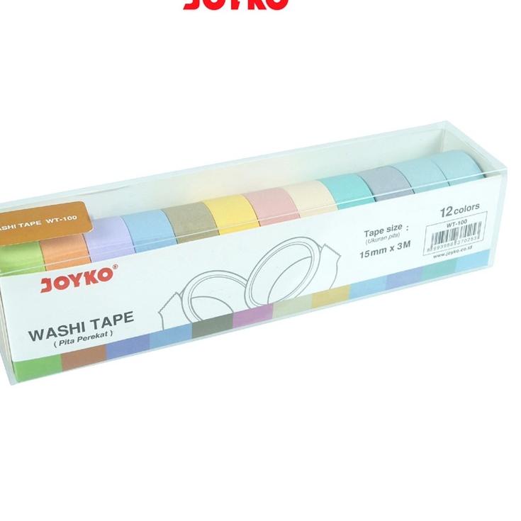 

Spesial Promo Washi Tape Pita Perekat Selotip Kertas Warna Joyko WT-100 15 mm x 3 M