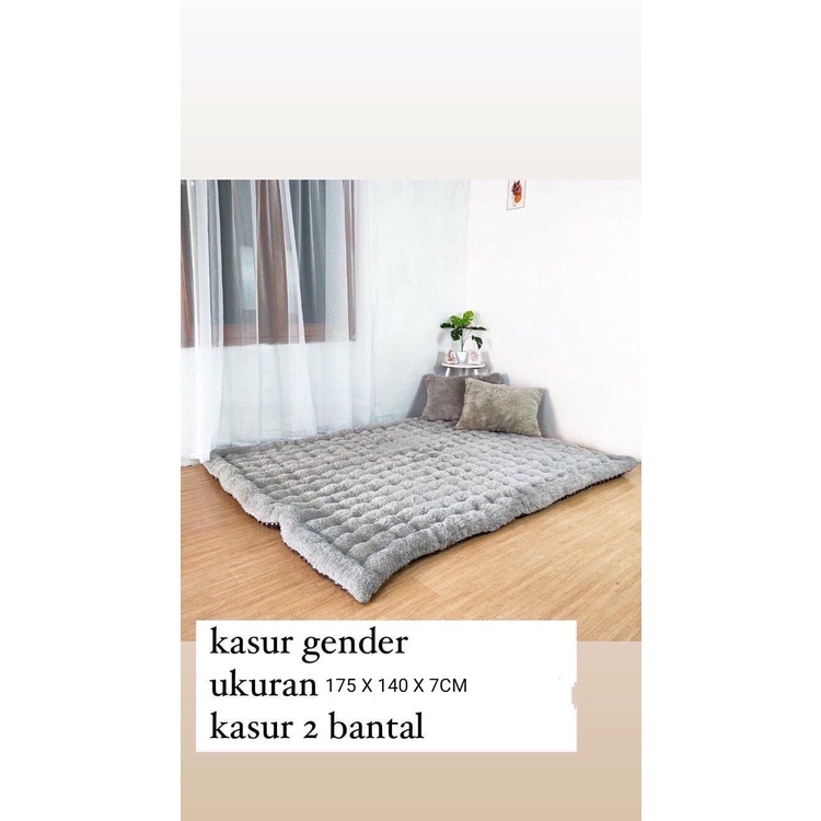 kasur lantai gender rasfur sudah+bantal 2 TERMURAH/kasur gender 175 X 140 X 7 cm kasur bulu rasfur l