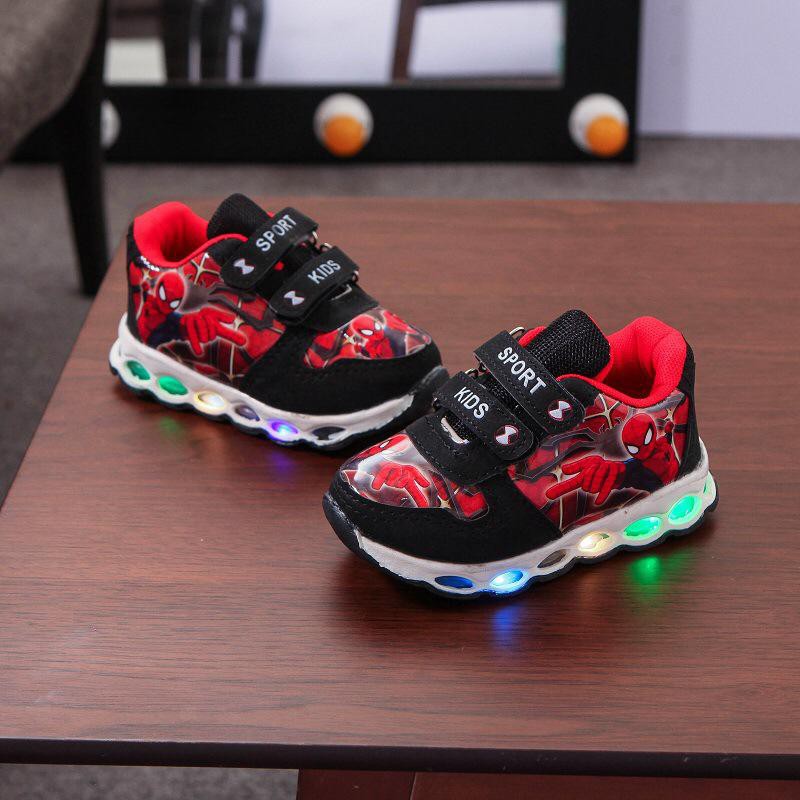 (LOLI-JKT ) A003 Sepatu LED anak import Spiderman size 21-30 (LOCHIC)