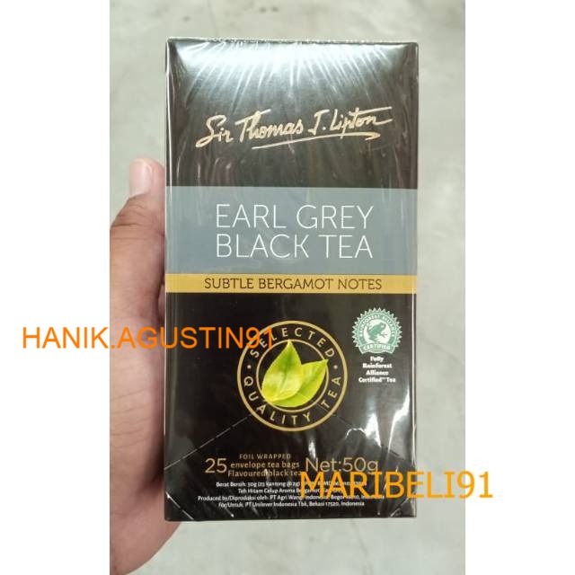 

TEH LIPTON EARL GREY BLACK TEA ISI 25'S maribeli91