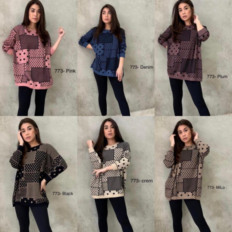 NewAtasan rajut wanita jumbo big size 773/blus rajut jumbo import