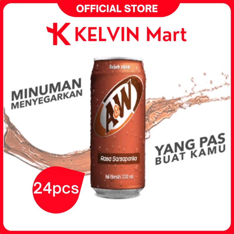 

A&W Minuman Softdrink Rasa Sarsaparila AW Kaleng 330mL x 24 pcs | KELVIN Mart