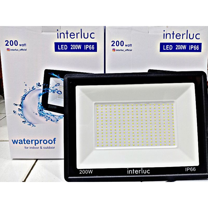 LED Tembak INTERLUC 200 WATT Cahaya Putih IP 66 Water Proof Tahan Air / Led Tembak Buat Dekorasi Spanduk