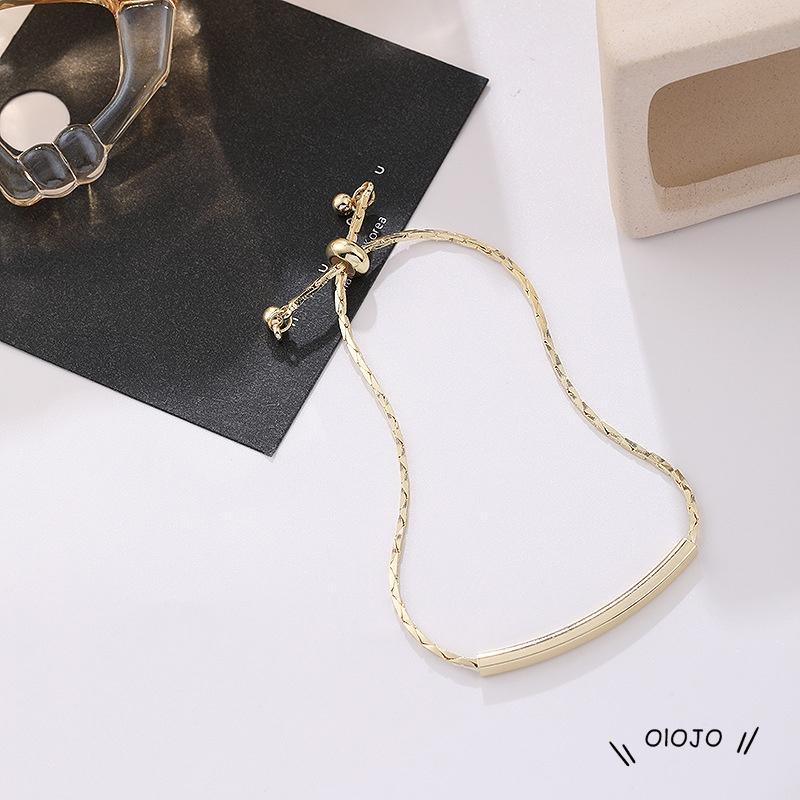 Gelang Tangan Rantai Adjustable Motif Tulisan Minoritas Warna Emas Untuk Wanita - ol2