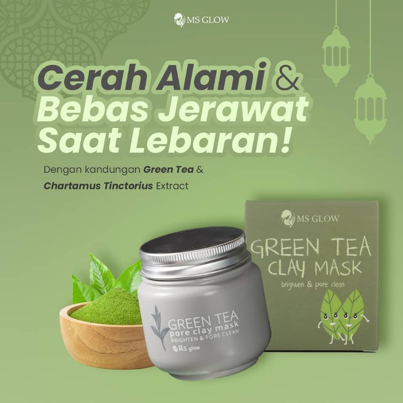 CLAY MASK GREENTEA  MSGLOW / CHARCOAL MASKER MS GLOW