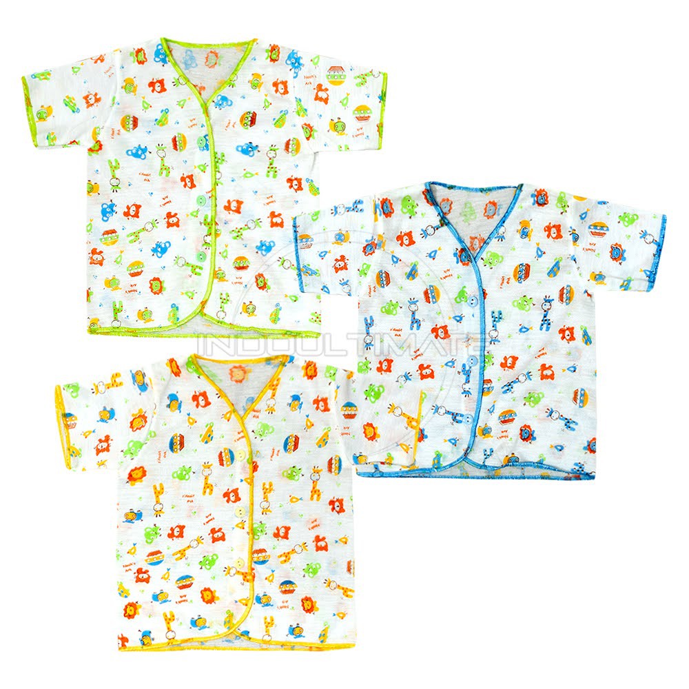 Baju Bayi Newborn Lendek Pendek (3pcs) Motif Pakaian Kaos Anak bayi Lki-laki perempuan BCS-053KK