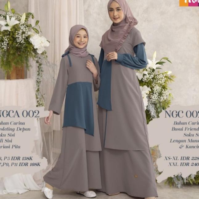 Gamis Couple NGC 002 Dan NGCA 002 CEMENT - Couple Nibras Terbaru 2021