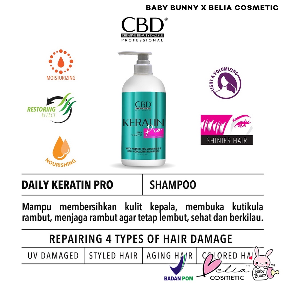 ❤ BELIA ❤ CBD Professional Hair Treatment Color Shield | Keratin Pro | Shampo | Conditioner | Hair Mask | Hair Vitamin Spray | BPOM