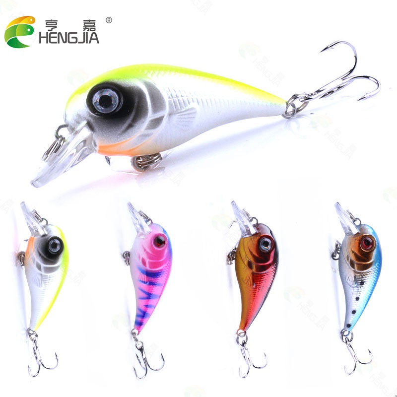 HENGJIA 4pcs Hard Wobbler Fishing Lure 5CM 5G Artificial Plastic Bait Bionic 3D Eyes Floating Crankbait Fish tackle