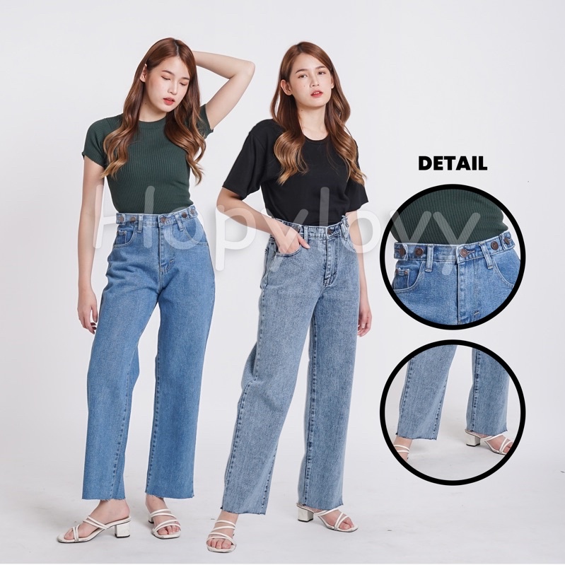 Celana Boyfriend Wanita | Celana Kulot Jeans | Celana Kulot | Yurila Loose - HOPYLOVY