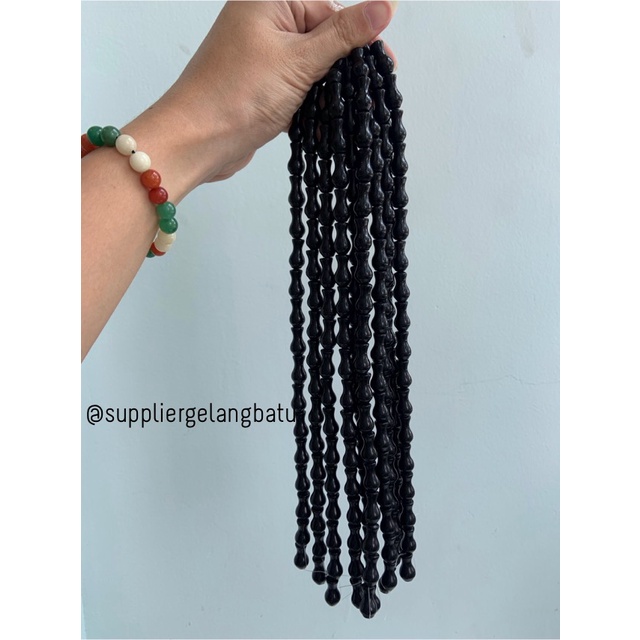 manik ujung kepala tasbih GUCI BLACK ONYX aksesori kalung gelang 10mm