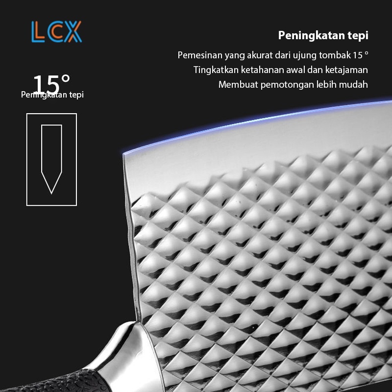 LCX 6 in 1 Set Pisau Daging Persegi Stainless Steel Anti Karat Serbaguna Diamond Pisau