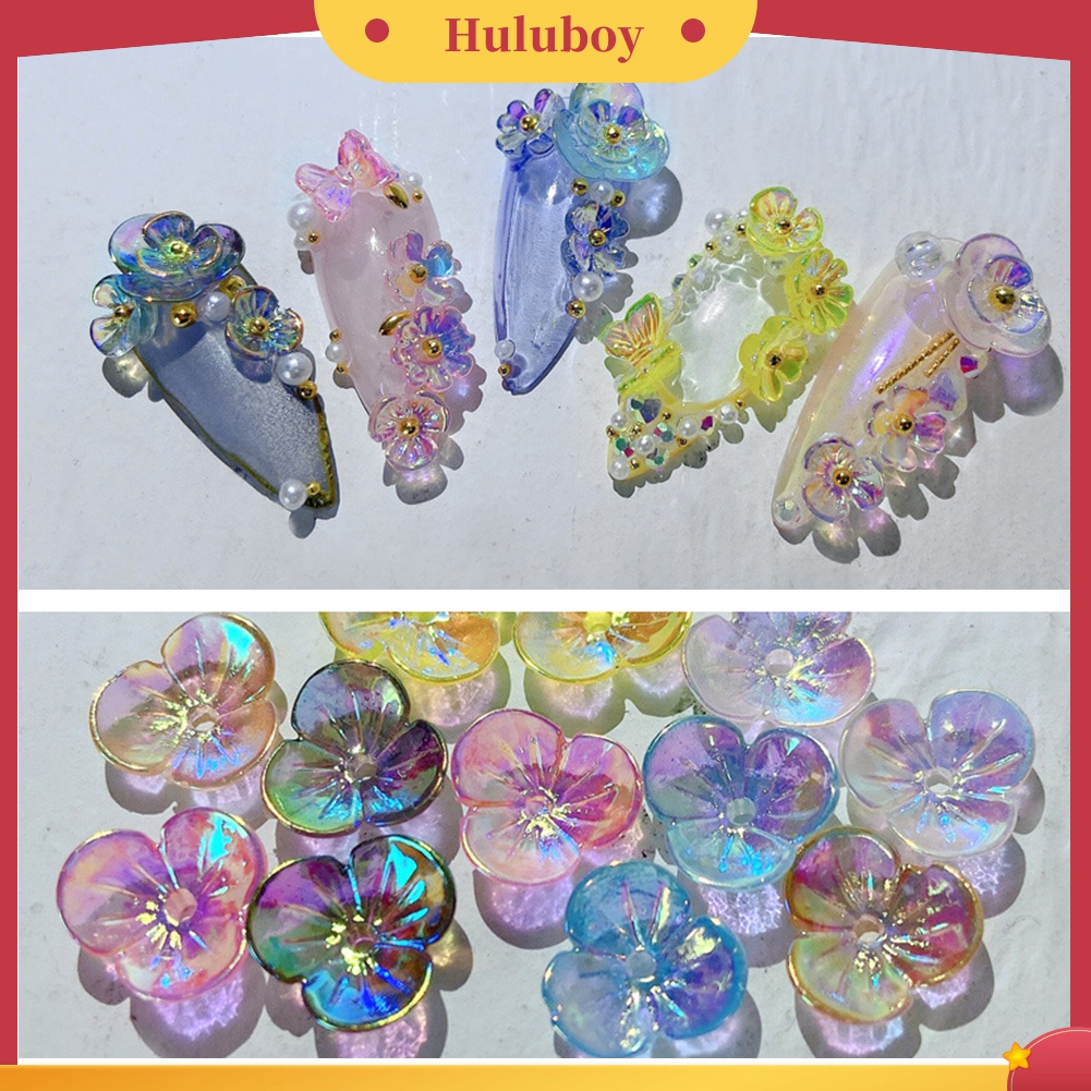 Huluboy Huluboy♡ Ornamen Kupu-Kupu Bunga Kristal Imitasi Holografik Untuk Dekorasi Manicure Nail Art Butterfly