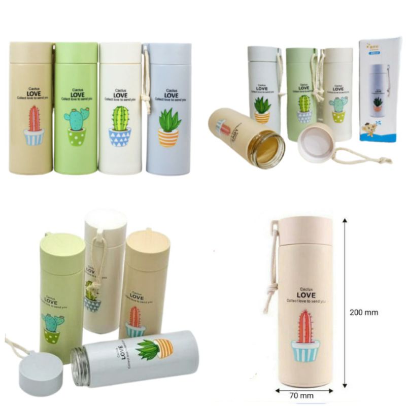 Botol Kaktus Termos Kaktus Cactus 400ML Tumblr Botol Minum Kaca Kaktus Packing Dus