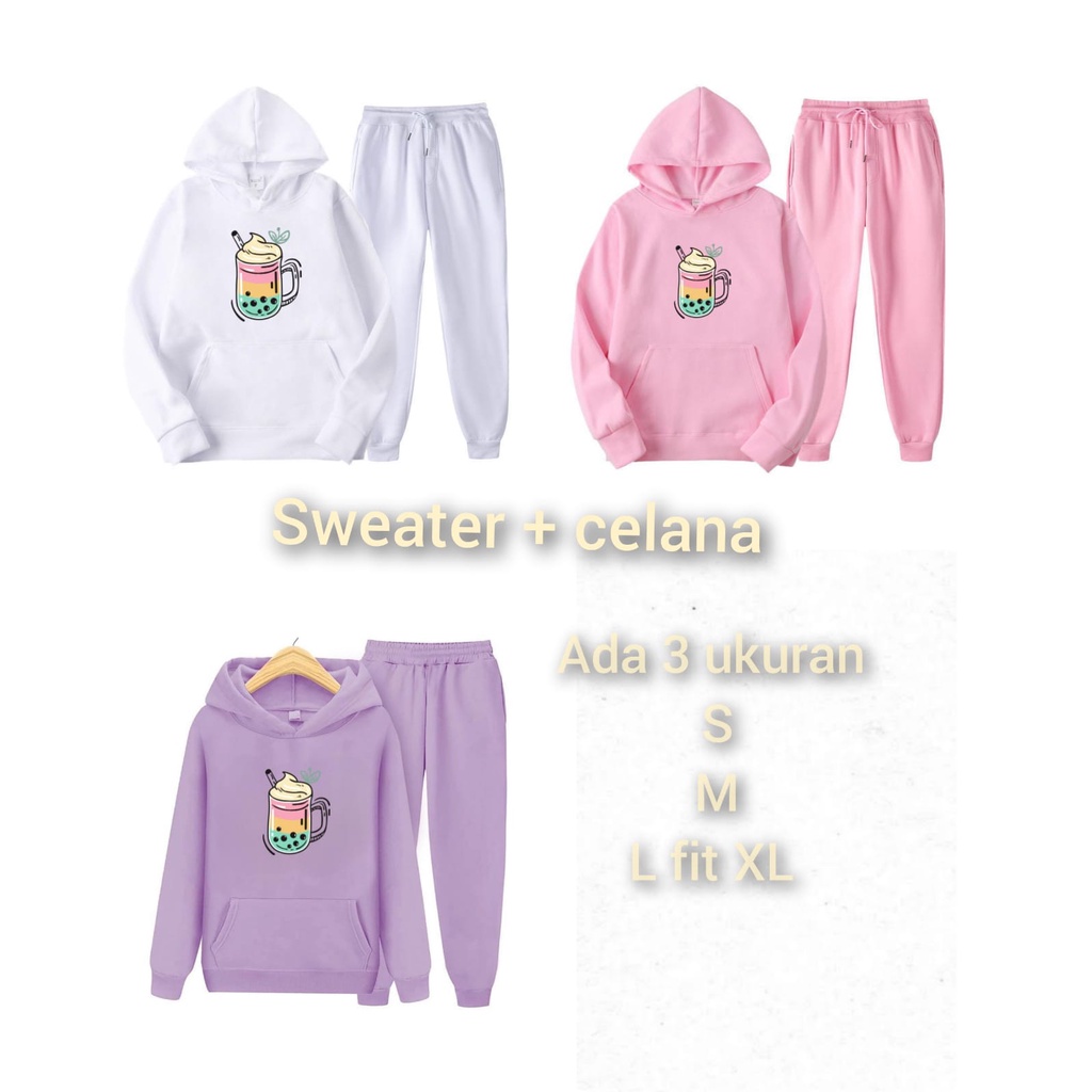 mukzhop -  Stelan anak dan abg boba 4  | satu set sweater hoodie dan celana | fashion anak - SWEATER ABG - HOODIE ABG