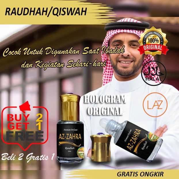 TERLARIS RAUDHOH KISWAH ORIGINAL PARFUM NON ALKOHOL 12 mili  - Parfum Raudhah original , Parfum Raud