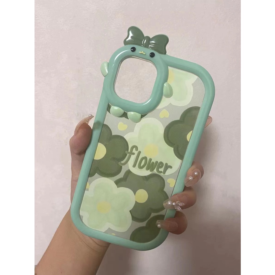 Ins Soft Case TPU Motif Bunga Hijau Untuk iPhone 13pro 13prm 11 7Plus 8Plus Xr XS 13 12pro Max
