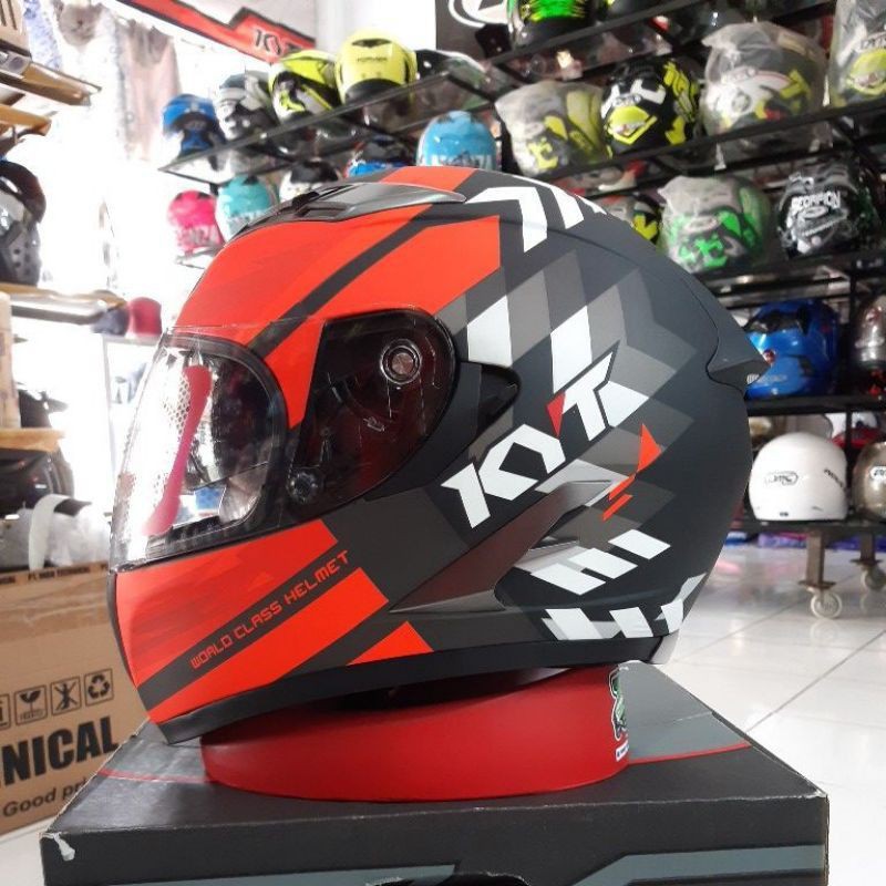 KYT FALCON 2 FLOW BLACK MATT /RED  DOFF TERMURAH