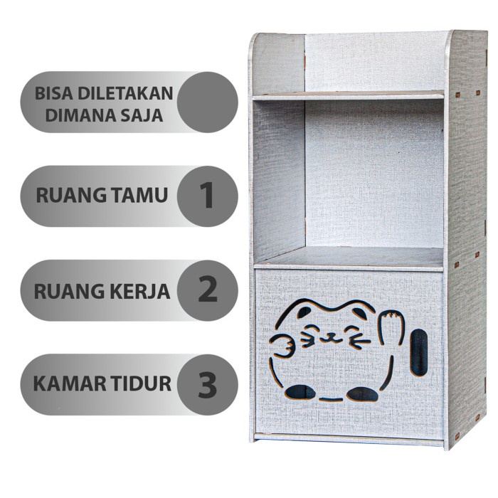 LEMARI KECIL MINIMALIS PUTIH / MEJA BUKU HELLO KITTY / MEJA SUDUT / LEMARI PORTABLE DIY MEJA RIAS