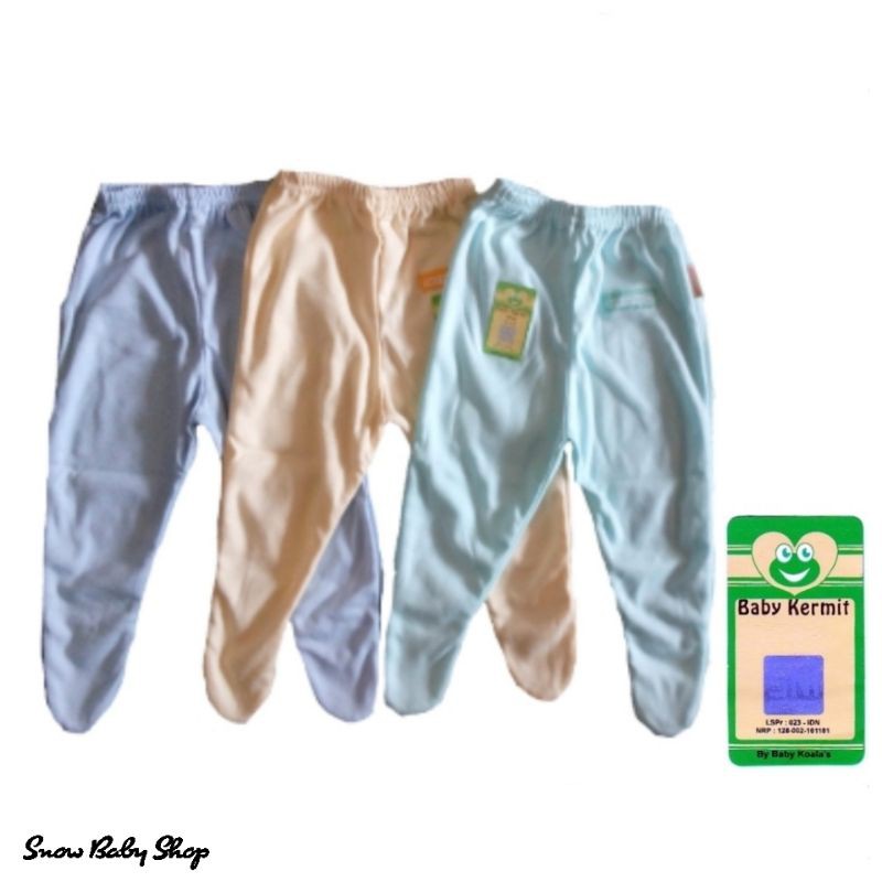 Celana Panjang Bayi Tutup Kaki Polos 0-3 isi 3 pcs Baby Kermit SNI