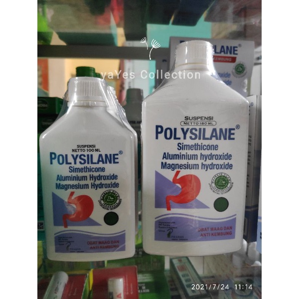 Polysilane Cair 180 ml - 100 ml polisilen obat sakit maag &amp; Anti Kembung