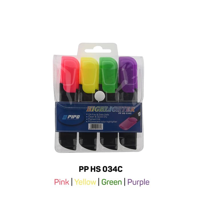 

TERBARU 1 SET ISI 4PCS PIPO HS 034C HIGHLIGHTER