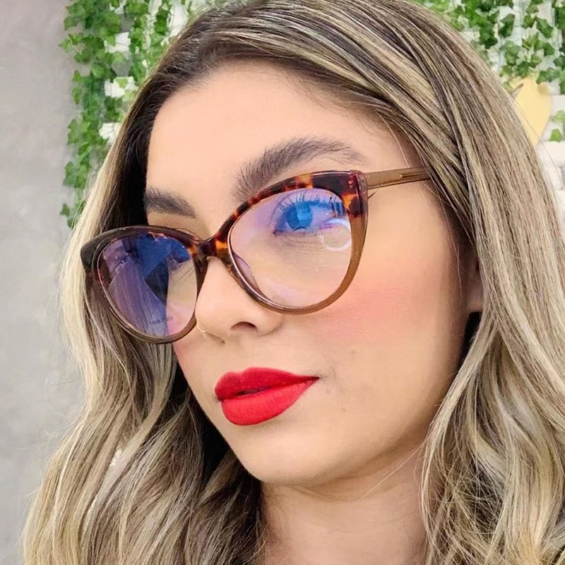Kacamata Lensa Datar Anti Radiasi Komputer Model Mata Kucing 90 Gaya Retro Untuk Wanita