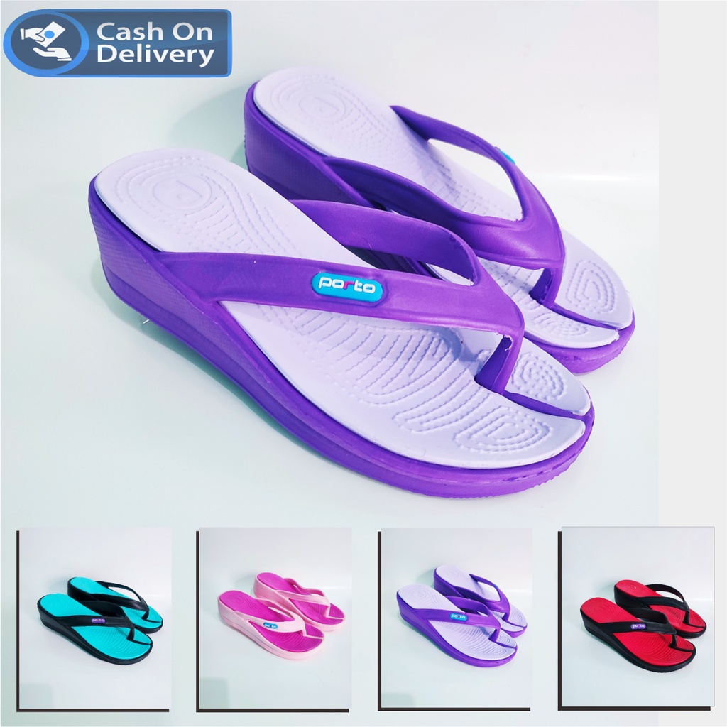 Sendal Wanita Dewasa Slip On Wedges Terbaru Karet PORTO