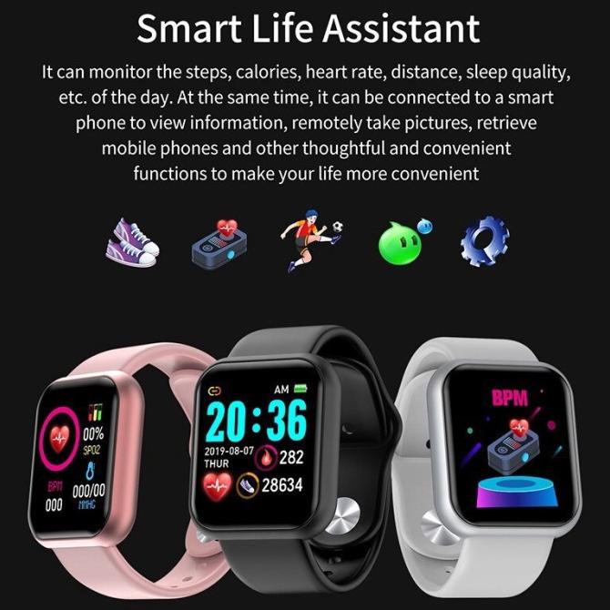 Y68 Smartwatch Smart Watch Bluetooth Y68 Smartband Y68 Smart Band Y68 (Terlaris)