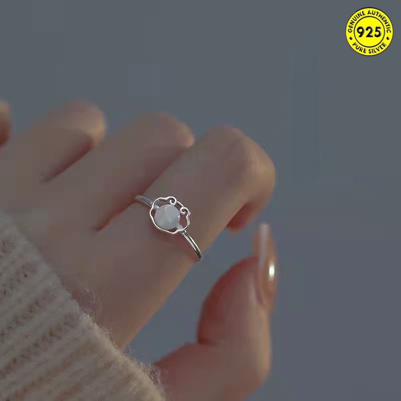 Xiangyun Cincin Jari Telunjuk Model Terbuka Hias Opal Gaya Cina Retro Untuk Wanita