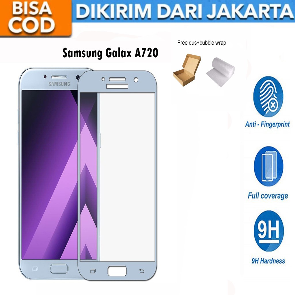 Tempered Glass Samsung Galaxy A720 Full Cover / Full Screen Protector Anti Gores