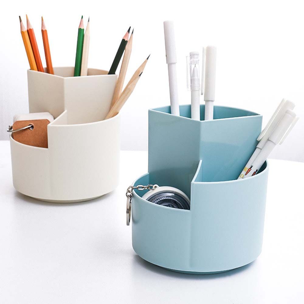 ELEGANT Multifunctional Pen Pot Gift Pencil Organizer Round Pen Holder Desktop Storage Box Make up Brush Holder Creative Student Stationery 360 Degree Rotating Large Capacity Cosmetic Brush Storage Case/Multicolor