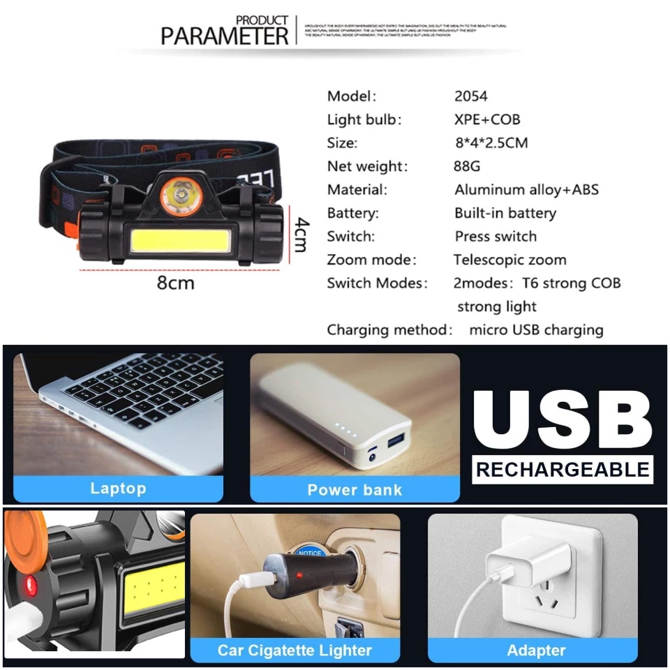 ⭐LDI⭐ SENTER KEPALA MINI LED / HEADLAMP USB CHARGEABLE / SENTER MINI CAS