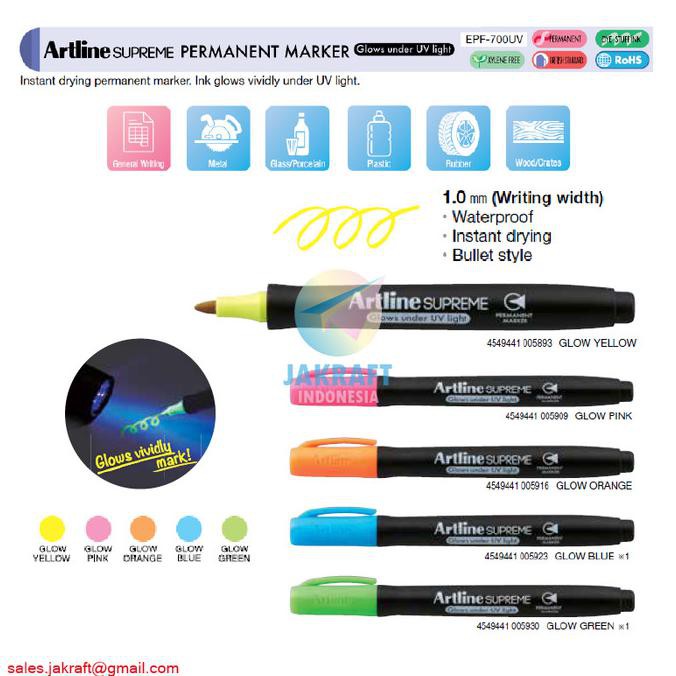 

SPIDOL PERMANENT KECIL GLOW IN THE DARK ARTLINE SUPREME EPF-700UV