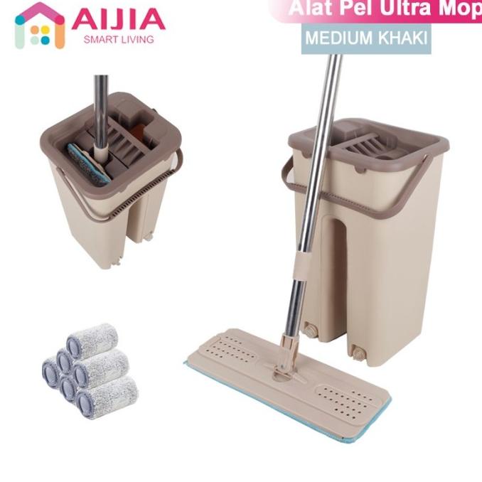 Cantik Pel Medium Aijia Lantai Khaki Praktis 020084M Ultra Mop Cakep Sakurapinkmall