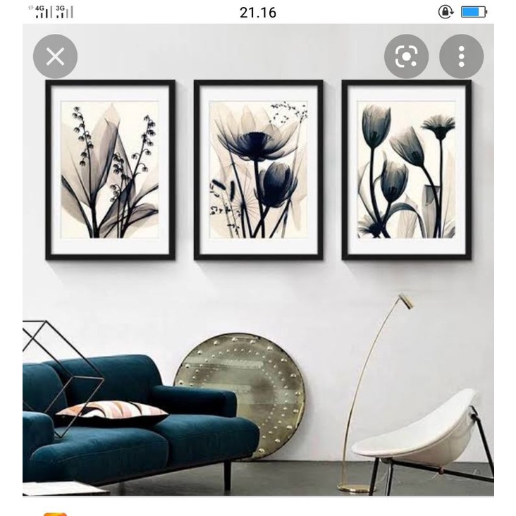 Lukisan dinding minimalis 3 panel uk/40x60cm