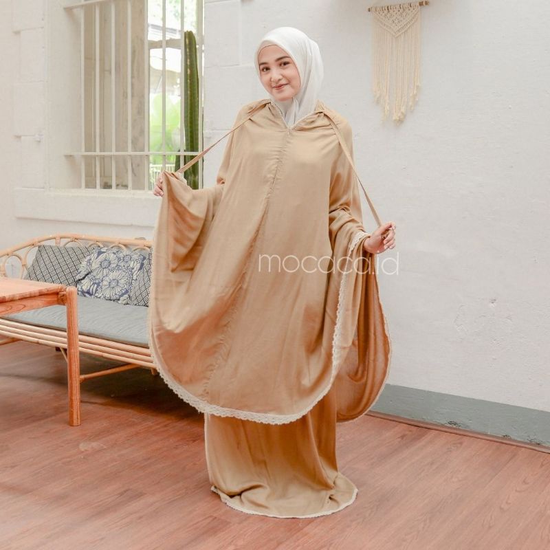 mukena dewasa jumbo 3 in 1 sleting leher ponco hitam abu pink coksu cream bahan rayon premium termasuk tas bag serbaguna travelling simple elegan