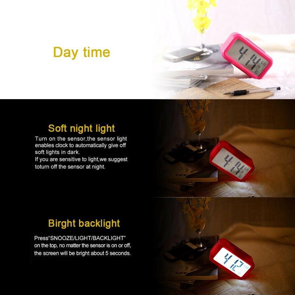 Suyo Jam Alarm Digital Dengan Lampu Backlight LED, Termometer &amp; Kalender