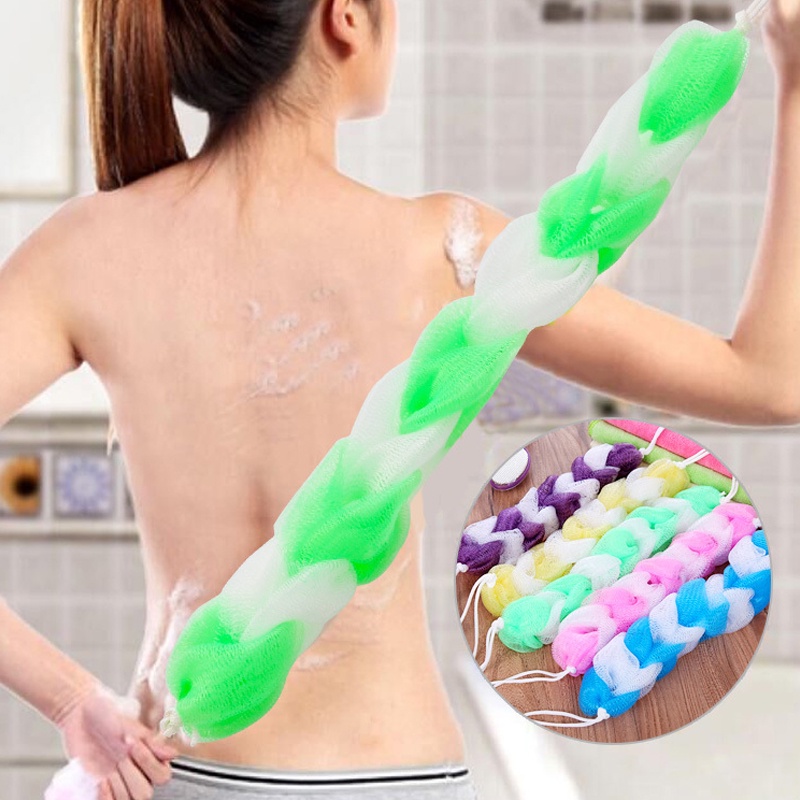 Spons Mandi Model Kepang Panjang Sponge Mandi Busa Warna Rainbow Shower Puff Spon Mandi