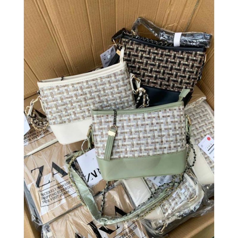 Tas Selempang dan Bahu Wanita Zara Tweed Gabrielle