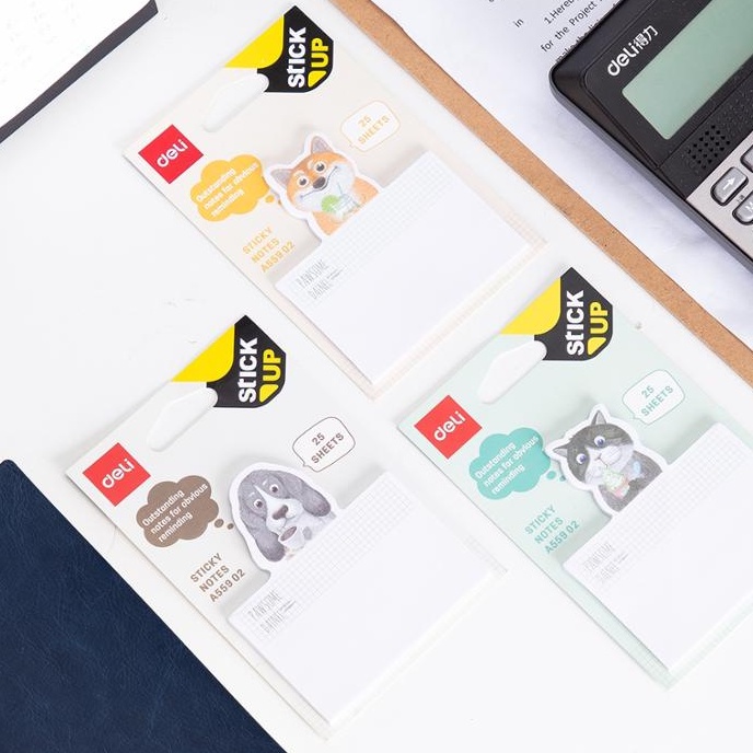 

DELI ANIMAL 2 Sticky Notes 75 × 84mm 25 lembar 3 pola dengan dudukan kardus EA55902